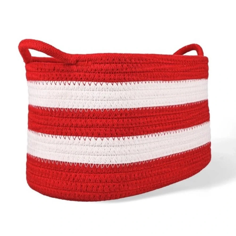 Target Bullseye Playground Red & White Striped Rope Basket, New